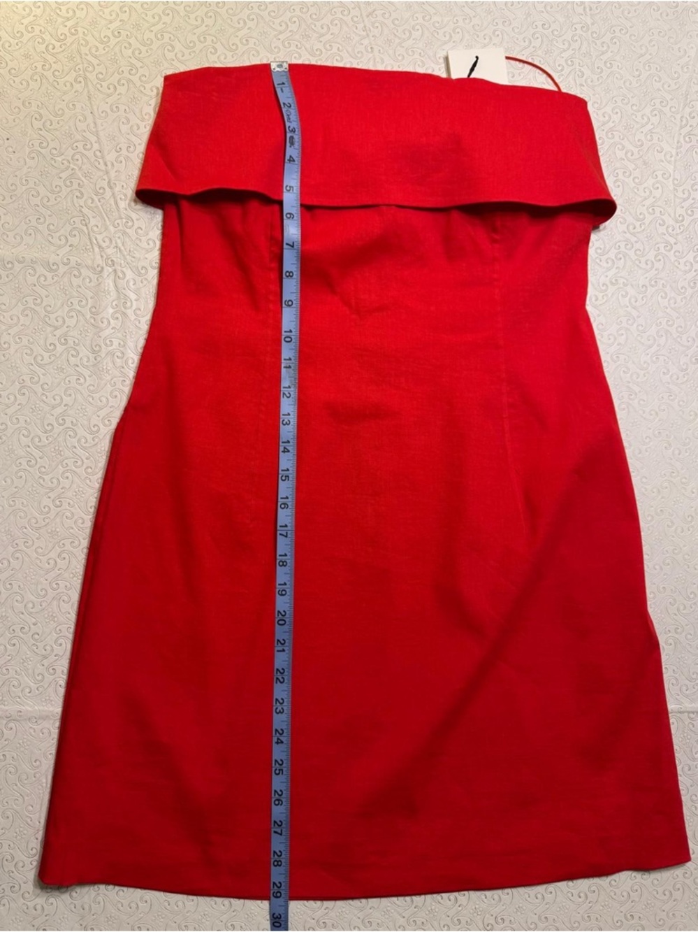 Theory Women’s Red Grenadine Foldover Strapless Dress Size 10 viscose/linen NWT - Picture 4 of 9
